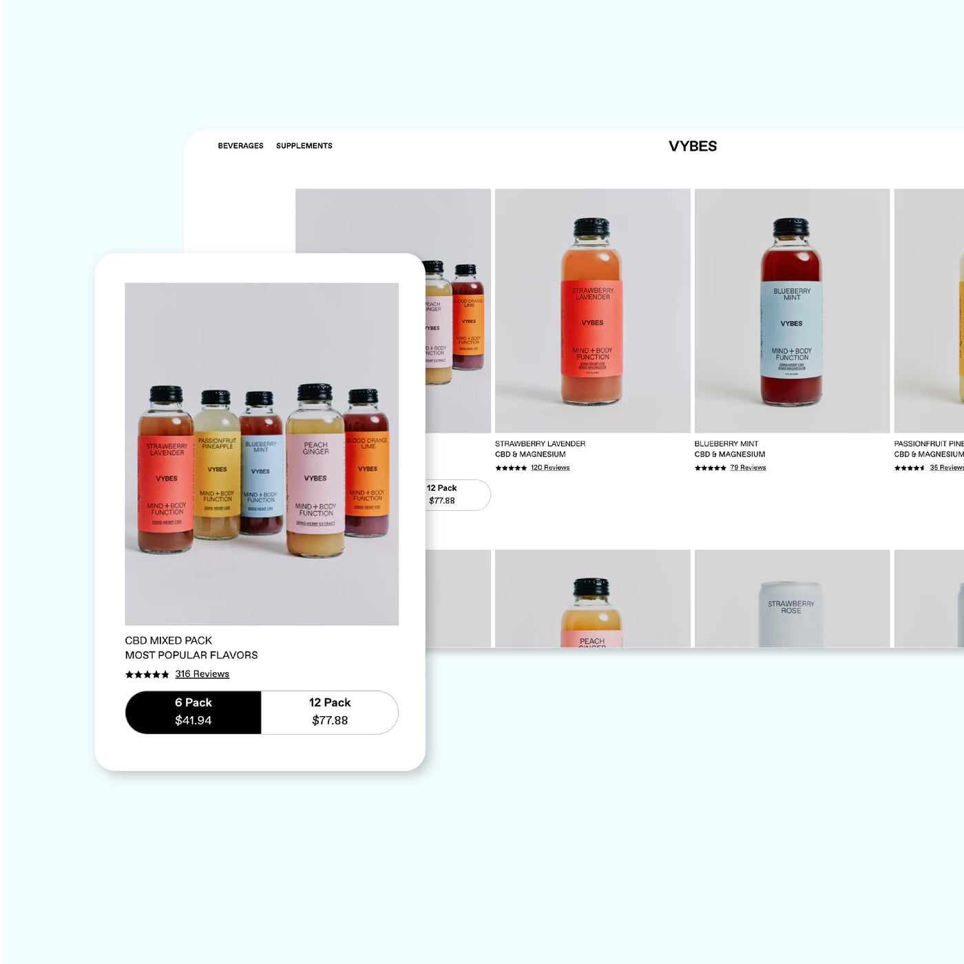 Vybes Product Landing Page on Mobile and Desktop